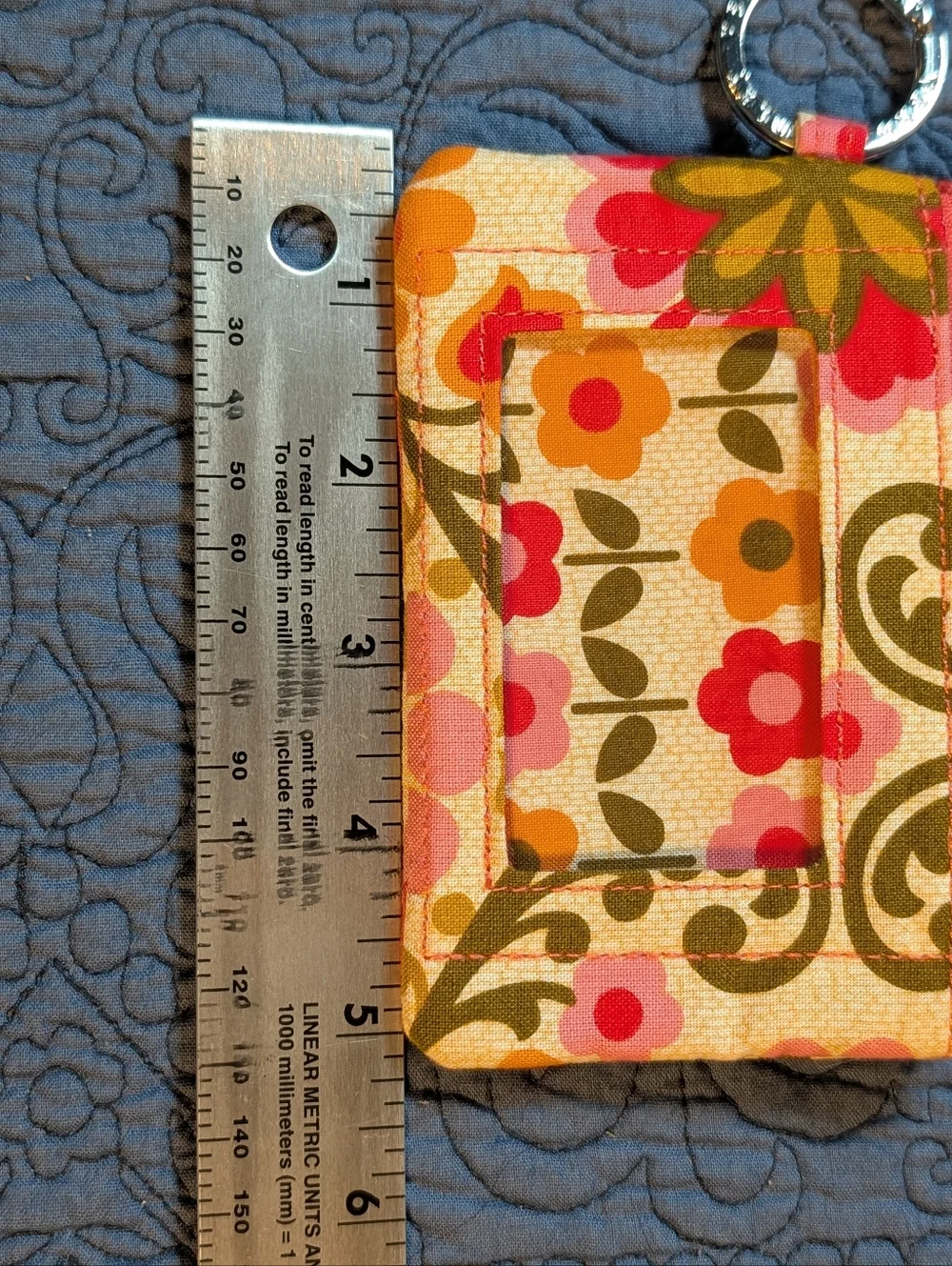 Vera Bradley Floral ID Holder Keychain Wallet Zip Coin Pouch Card Case Compact - Picture 6 of 7